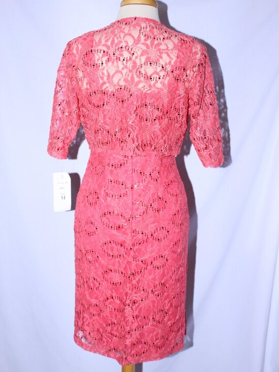 Celavie #2462 Short Lace Formal Mother's Dress With Jacket-Size M- CORAL-NEW - Picture 2 of 7